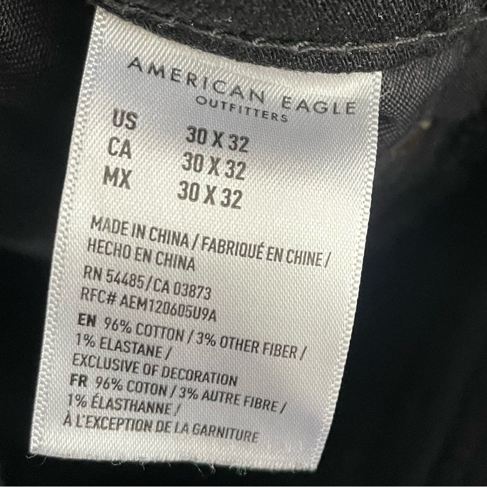 American Eagle AirFlex Skinny Jeans Mens 30x30 Black Stretch Denim Slim Fit - Picture 10 of 10